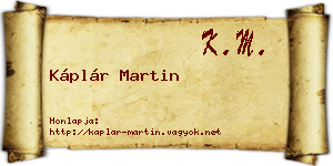 Káplár Martin névjegykártya