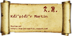 Káplár Martin névjegykártya